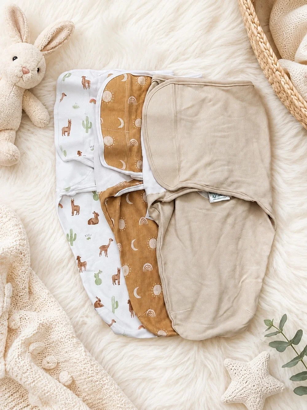Aden + Anais Essentials Baby Swaddle Wraps 0-3M Neutral 3 Pack